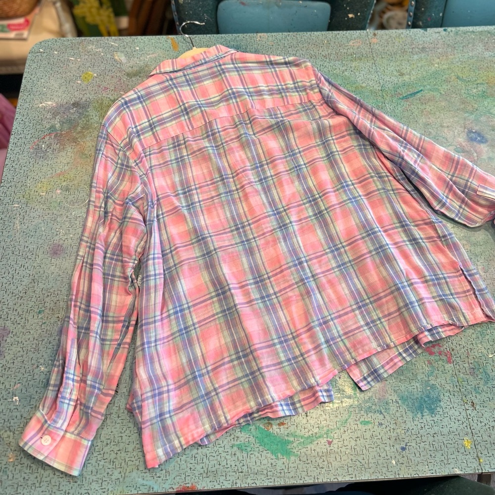 Thin Pastel Plaid Button Down - image 2